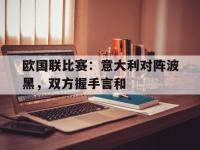 在线娱乐-欧国联比赛：意大利对阵波黑，双方握手言和